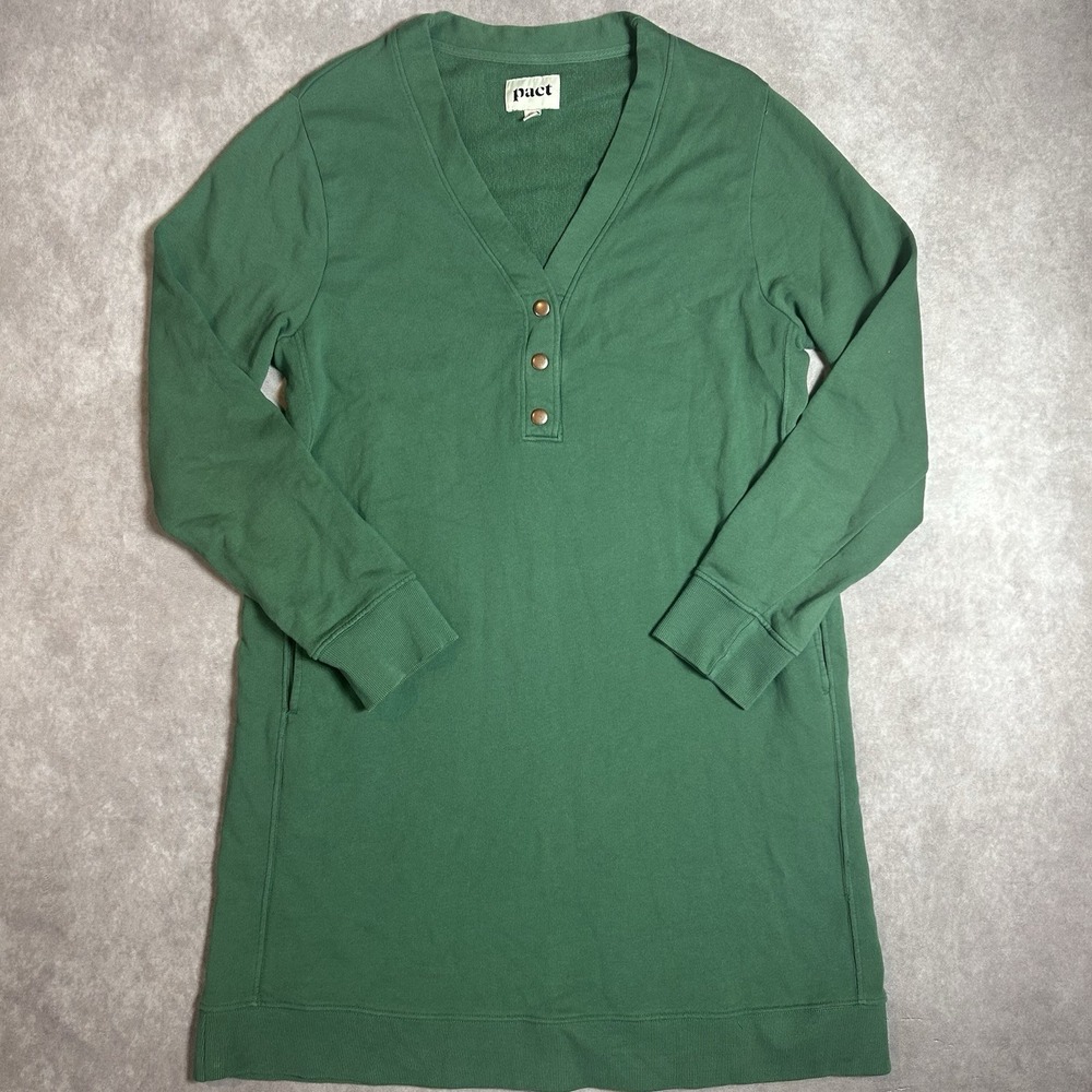 Pact Women's Green Long-Sleeve V-Neck Tunic